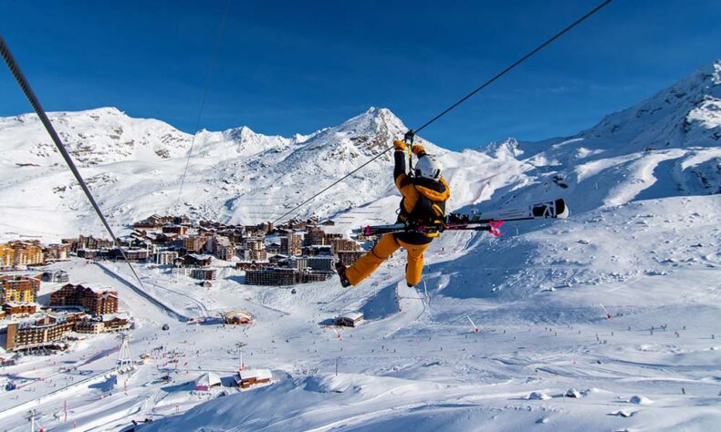 Enjoy a fun zipline la BEE ride during your winter stay at Val Thorens