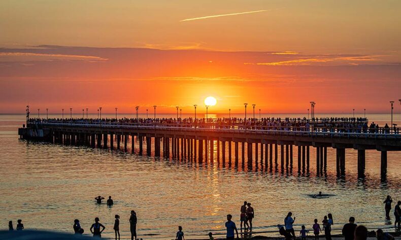 Sunset over the Sea Pier in Palanga - a 470-metre wooden structure stretching out into the Baltic Sea