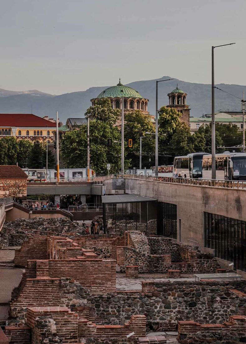 The ruins of the Roman Amphitheatre of Serdica in Sofia