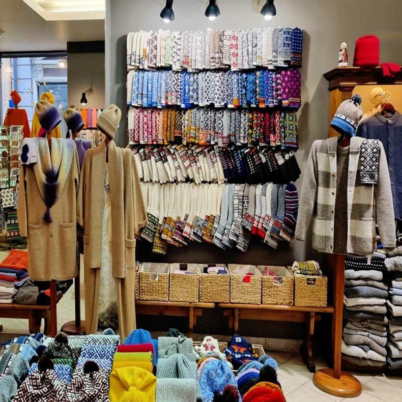 Store Tīnes offers a wide array of yarns as well as handcrafted wool and linen clothing