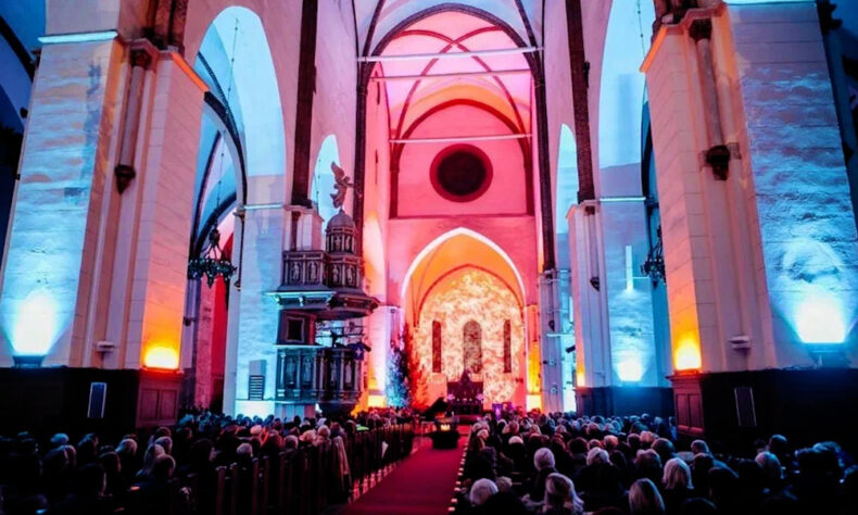 Inese Galante and Friends performing the Christmas Prelude concert in Riga Dome Cathedral