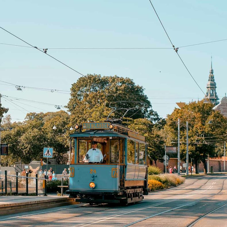 An antique tram at Stockholm's greenest island - Djurgården