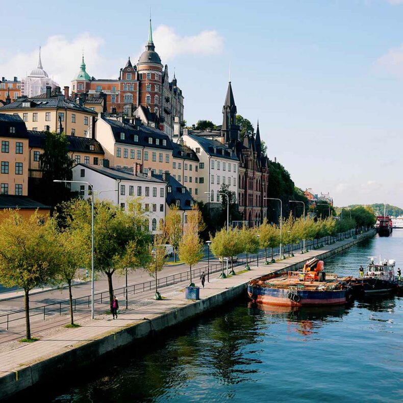 Buildings on Mariaberget along the waterfront, in Stockholm's southern side