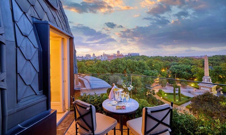 A view of Madrid from the five-star hotel Mandarin Oriental Ritz Madrid balcony