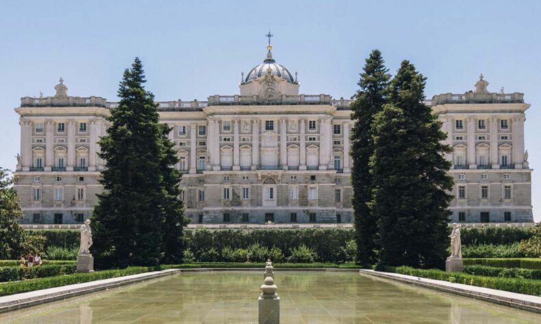 View to the Royal Palace of Madrid from the Sabatini Gardens