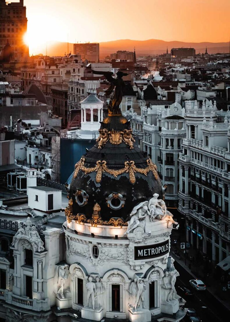 View to the streets of Madrid from the rooftop at Círculo de Bellas Artes