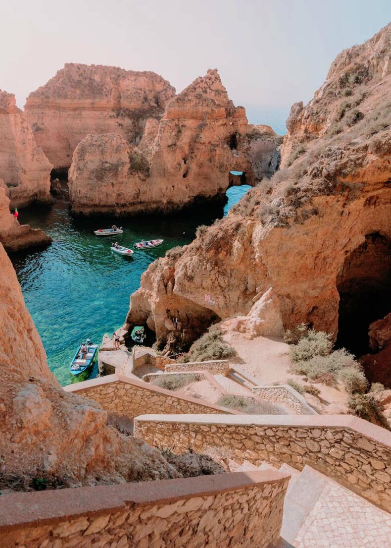 Ponta da Piedade is a headland with a group of rock formations along the coastline of the town of Lagos