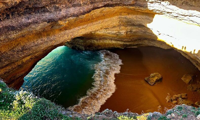 The Benagil Cave in Lagoa in Portugal is less than hour drive away from Faro