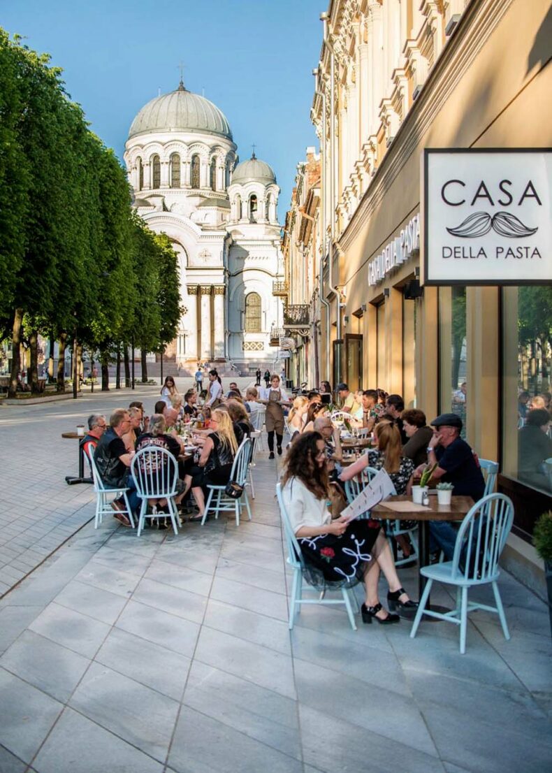 Casa Della Pasta on the Liberty Avenue in Kaunas with a view over Kaunas Museum for the Blind