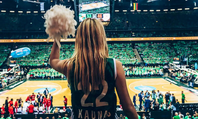 The green-and-white Žalgiris fan in a world-class arena in Kaunas