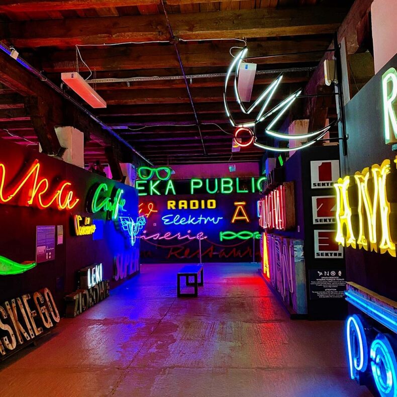 The Neon Museum showcases hundreds of neon signs from Poland’s post-WW2 socialist era