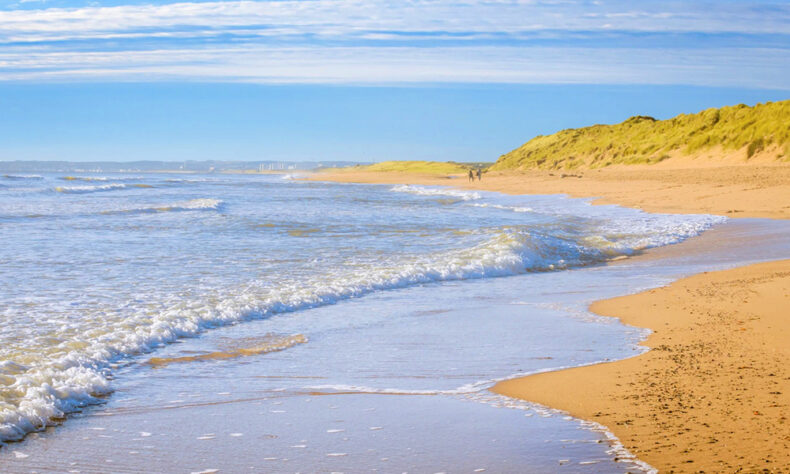 A view of Balmedie Beach with unspoilt golden sand