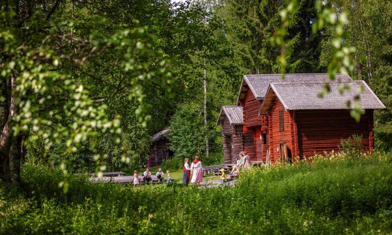 At the Turkansaari Open-Air Museum kids can explore historical buildings and try hands-on heritage activities