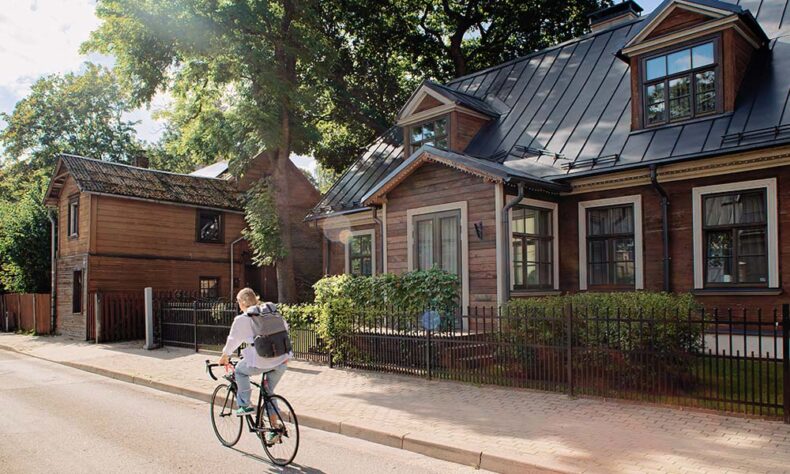 A wooden house in Āgenskalns which is a neighbourhood of Riga