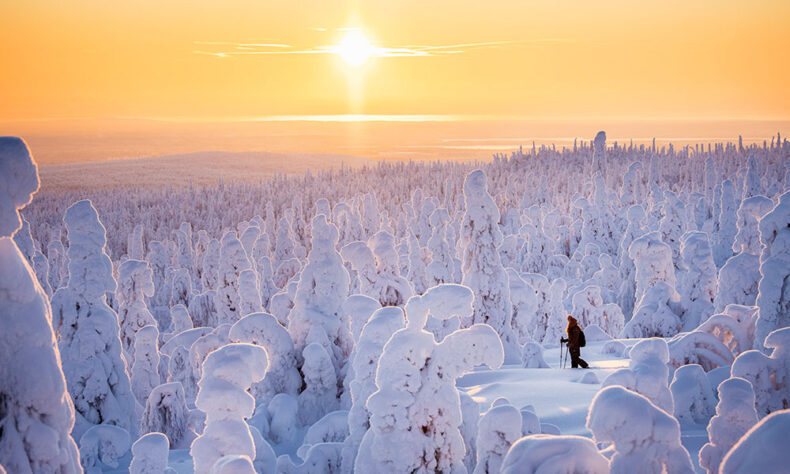 While snowshoeing through peaceful forests in Kuusamo you can experience some of Finland's most spectacular winter scenery